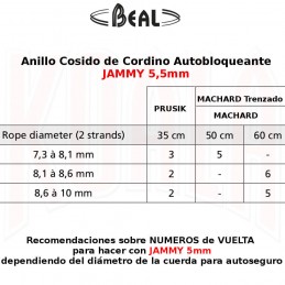 Anillo Cosido de Cordino JAMMY 5,5mm Autobloqueante Beal