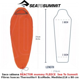 Saco sábana REACTOR FLECCE Mummy Thermolite® Sea To Summit